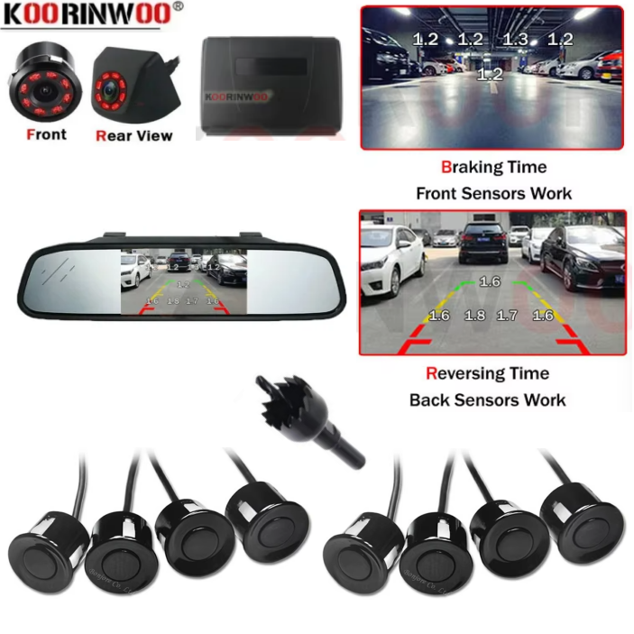 Car Parking Sensor 8 Sensor Front Rear - Koorinwoo Parktronic Araç alarmı Radar dedektörü