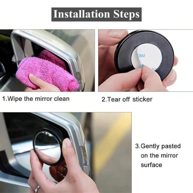 Blind Spot Mirror Wide Angle Convex 2Pcs - 2 adet yuvarlak çerçeve dışbükey kör