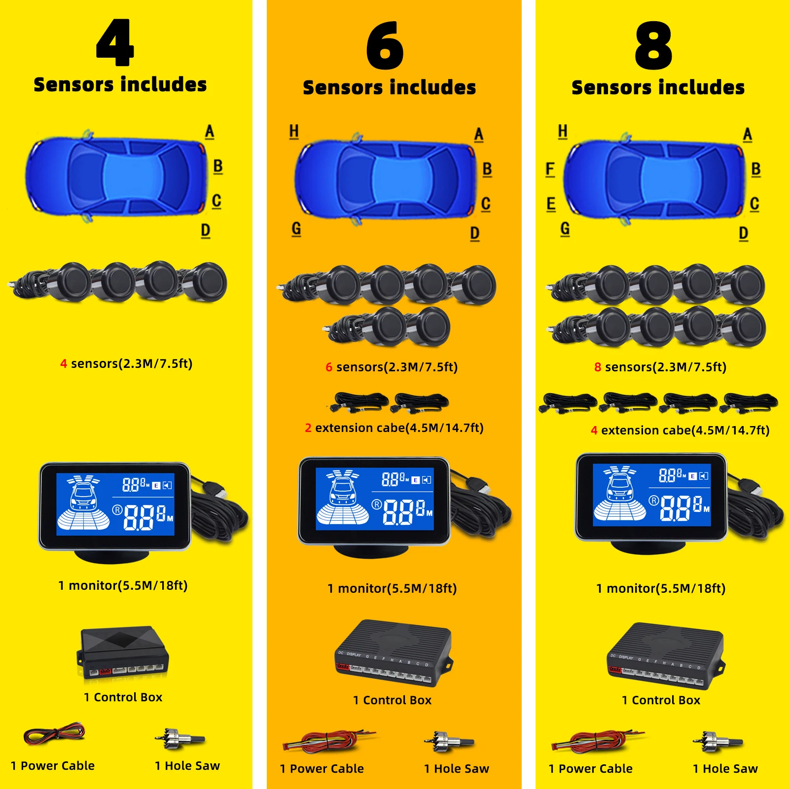 Parktronik Geri Vites 4/6/8 Pa - Car Parking Sensor 8 Sensor Front Rear incelemesi ve fiyatı