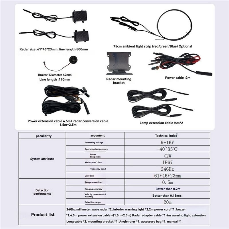 M93K-20M Araba Evrensel 24Ghz  - Millimeter Wave Radar Blind Spot Warning incelemesi ve fiyatı